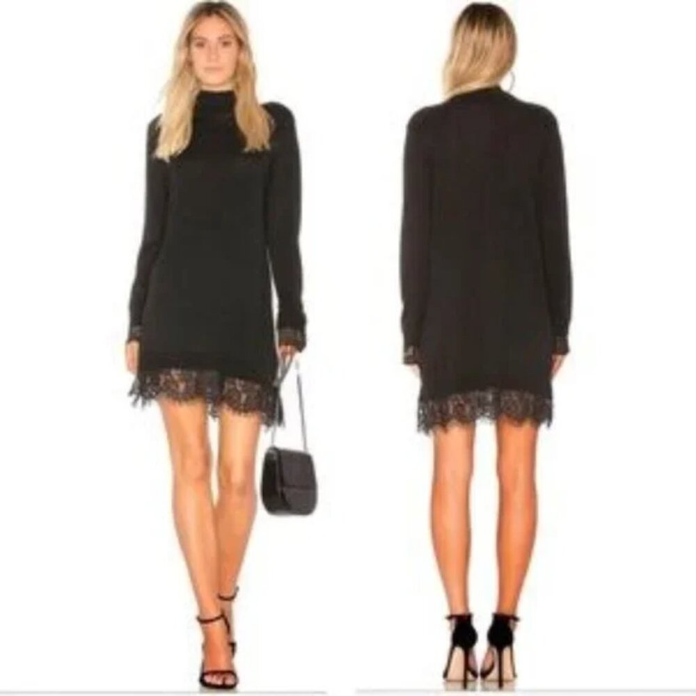 JOIE | Fredrika B Cashmere Blend Black Turtleneck Lace Dress Medium